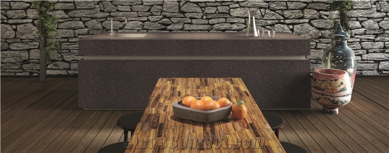 China Light Brown Artificial Quartz Stone Slabs & Tiles Of Low Water Absorption But Cheap Pricing Suitable for Worktop Table Top Projects More Durable Than Granite Thickness 2cm or 3cm