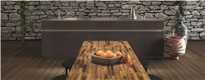 China Light Brown Artificial Quartz Stone Slabs & Tiles Of Low Water Absorption But Cheap Pricing Suitable for Worktop Table Top Projects More Durable Than Granite Thickness 2cm or 3cm