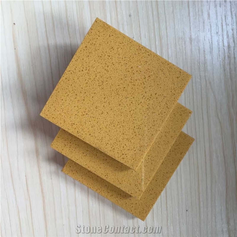 China Yellow Engineered Stone Quartz Stone Slabs & Tiles for Commercial Mall and Airport Solid Color Directly from China Manufacturer at Cheap Pricing More Durable Than Granite Thickness 2cm or 3cm