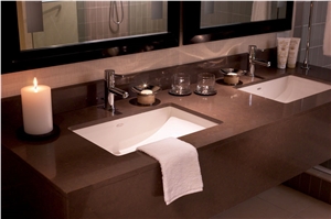 Coffee Brown Polished Quartz Stone Surfaces Slabs and Cut-To-Size Prefabricated Worktops and Floor Tiles,Various Collections and Customized Services Provided