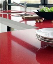 Cut to Size China Red Quartz Stone Countertops for Multifamily/Hospitality Projects Red Color in Standard Size 3000*1400mm and 3200*1600mm with Thickness 12/15/20/25/30mm Directly from China Manufactu