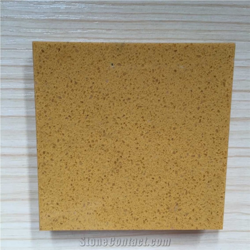 Cut to Size China Yellow Engineered Stone Quartz Stone Slabs & Tiles for Kitchen Counter Top Vanity Top Table Top Design More Durable Than Granite Thickness 2cm or 3cm with High Gloss and Hardness