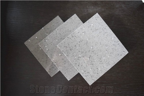 Galaxy Grey Surface Application Meterial for Kitchen Tops Quartz Stone Customized Products Like Receiption Desk Standard Slab Sizes 126 *63 and 118 *55 with High Compression Strength