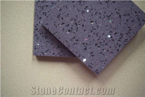 Galaxy Purple Of Shining Series Artificial Quartz Stone Slabs at Good Price for Pre-Fabricated Top Right for Your Home and Budget Countertop Top Quality and Service,More Durable Than Granite