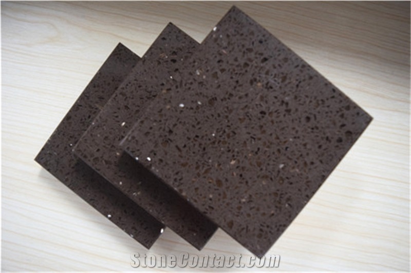 Mirror Collection China Man-Made Brown Quartz Stone Slabs & Tiles, a New Surface Application Meterial for Worktop Counter Top Standard Sizes 126 *63 and 118 *55