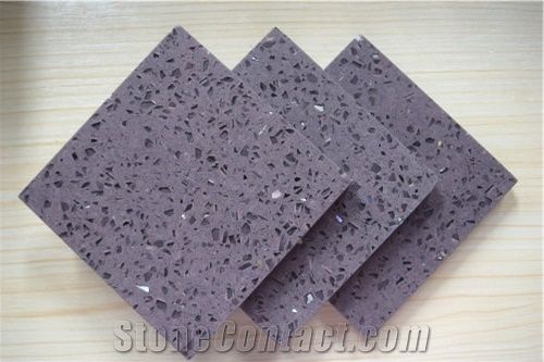 Multifamily & Hotel China Purple Quartz Stone Tiles & Slabs for Cut to Size Project Like Counter Top,Tabletop,Floor and Wall Polished Quartz Surfaces Galaxy Purple Of Crystal Collection More Durable T