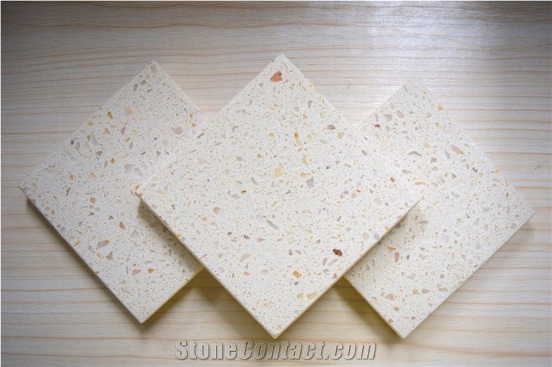 Multifamily&Hotel Quartz for Cut to Size Project Light Grey Color in Standard Size 3000*1400mm and 3200*1600mm with Thickness 12/15/20/25/30mm