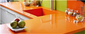 Oem Quartz Stone Service for Countertop in Bright Orange Surface,Easy to Maintain,Top Quality and Service,More Durable Than Granite,Slab Size 3200*1600 or 3000*1400