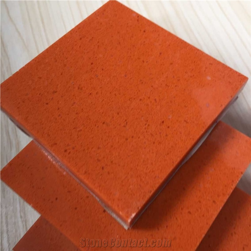 Oem Quartz Stone Service for Countertop in Bright Orange Surface,Easy to Maintain,Top Quality and Service,More Durable Than Granite,Slab Size 3200*1600 or 3000*1400