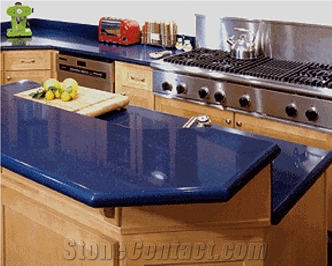 Professional and Experienced Wholesaler Of Quartz Stone with Bright Surface,Sparkle Blue Shining Series Kitchen Countertop in Custom Design,Easy Wipe,Easy Clean,Top Quality