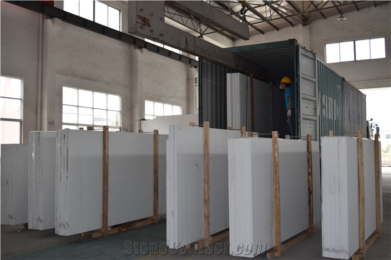 Pure White Artificial Quartz Stone Slab&Tile Of Low Water Absorption But Cheap Pricing Suitable for Worktop Table Top Projects More Durable Than Granite Thickness 2cm or 3cm