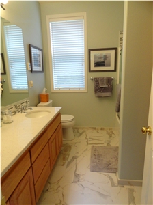 Quartz Counter Tops That Look Like Carrara Marble Avoid Quick Changes in Temperature, Hard Pressure or Scratching, Standard Sizes 126 *63 and 118 *55 Top Quality and Service,More Durable Than Granite