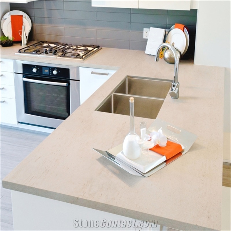 Quartz Countertops Solid Colors Normally Produced Slab Size 118*55 and 126*63,Top Quality and Service,More Durable Than Granite for Pre-Fabricated Top with Iso/Nsf Certificate