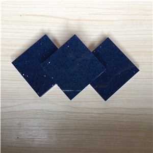Quartz Stone Slab,Sparkle Blue Color in Standard Size 3000*1400mm and 3200*1600mm with Thickness 12/15/20/25/30mm