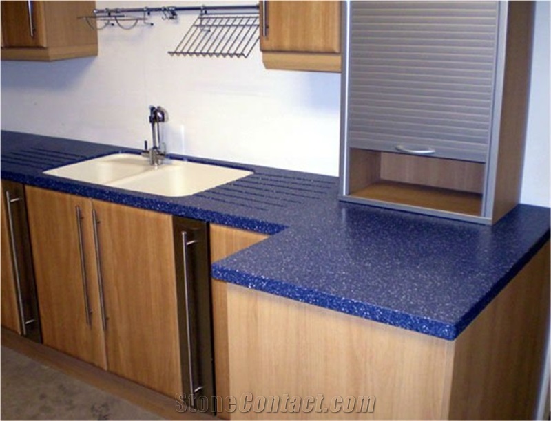 Sparkle Blue Artificial Quartz Stone Slab & Tile Of Low Water Absorption But Cheap Pricing Suitable for Worktop Table Top Projects More Durable Than Granite Thickness 2cm or 3cm