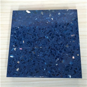 Sparkle Blue Man-Made Quartz Stone Slabs & Tiles Fit for Building & Flooring Especially for Reception Countertop,Work Tops,Reception Desk,Table Top Design,Office Tops