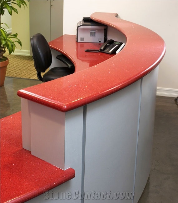 Wholesaler of China Man-made Quartz Stone with ISO/NSF Certificate,Crystal Red Shining Red More Durable Than Granite,No radiation,Environmentally-friendly