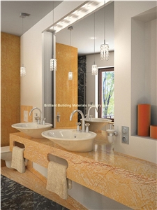 Luxury Gold Macauas Quartzite Vanity Top, Brazil Yellow Quartzite Vanity Tops