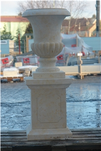 Beige Classico Limestone Outdoor Landscaping Planters/Stand Flower Pots