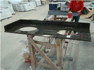 Brazil Verde Ubatuba Green Granite Doubble Sink Bathroom Countertops & Vanity Top