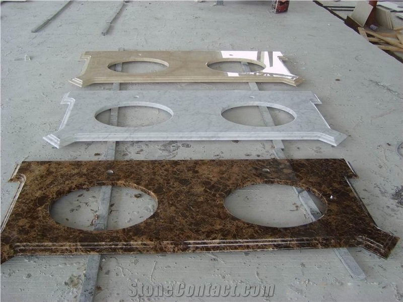 High Polishe Doubble Sinks Natural Marble Vanity Tops Bathroom Counterops