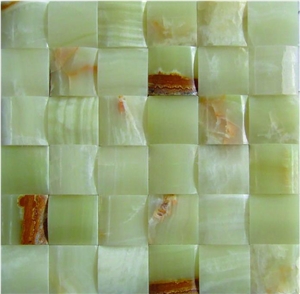 High Polished Light Green Jade Fence Patten Onyx Stone Wall Mosaic Tiles