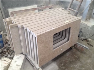 Laminated Eased Edge China Yellow G682 Golden Peach Granite Bathroom Top & Countertop, G682 Granite Bath Tops