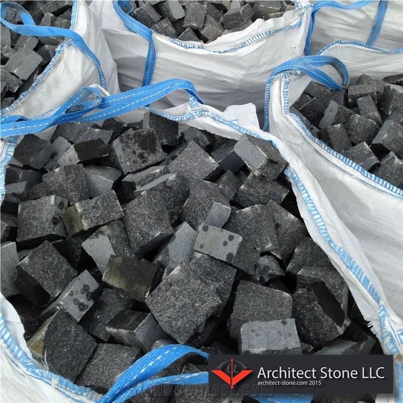Black Gabbro Cube Stone,Cobble Exterior