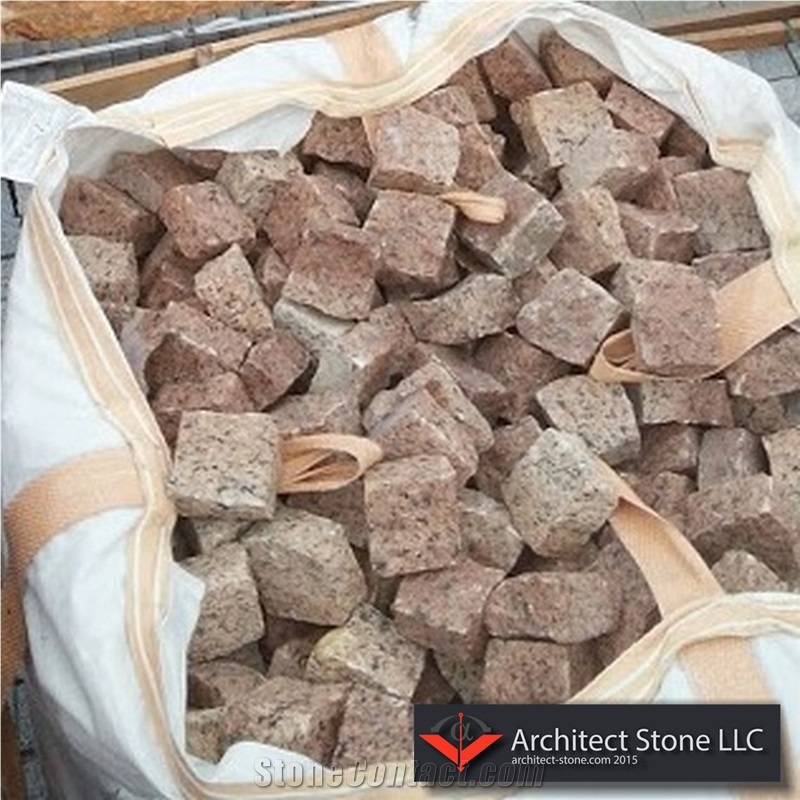Red Granite Cube Stone,Cobble Exterior