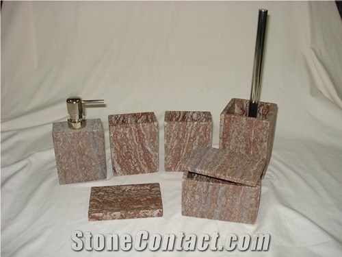 Bark Ish Red Marble Bath Accessories/Sets