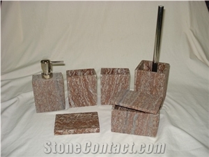 Bark Ish Red Marble Bath Accessories/Sets