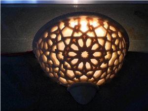 Beige Limestone Art Carved Lighting Lamps/Lanterns,Home Decor Interior Lamps