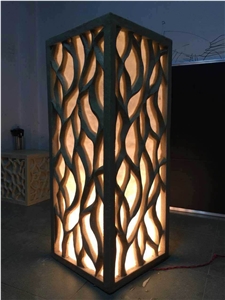 Beige Limestone Flower Hollow Carved Art Light Lamps/Lanterns Beige Limestone Flower Hollow Carved Art Light Lamps/Lanterns
