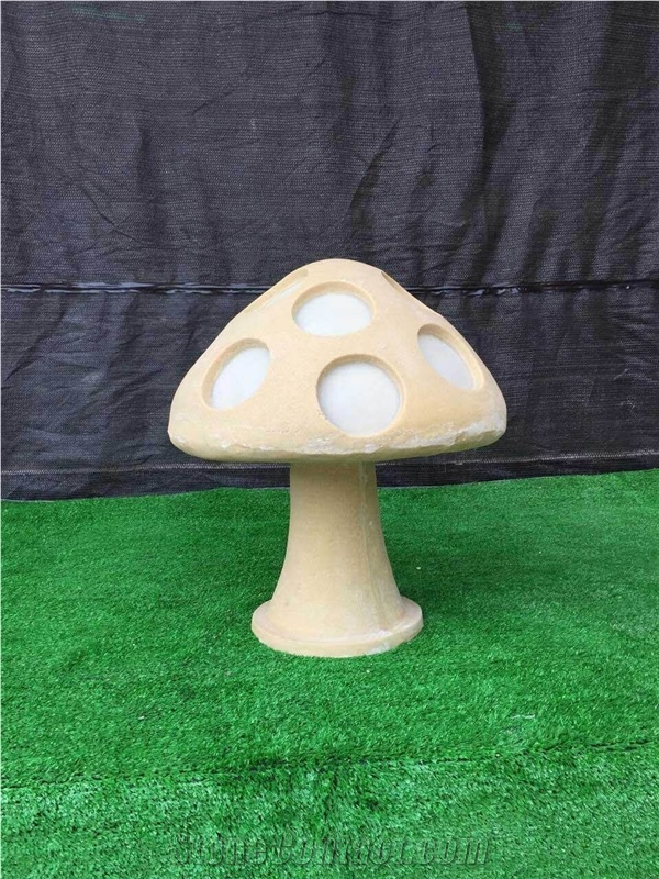 Beige Limestone Light Lamps,Art Flower Sculptured Lanterns,Garden Lamps/Lanterns