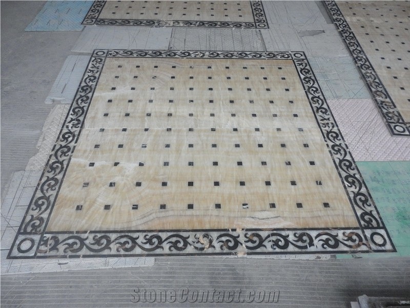 Beige Cream Marble Water Jet Medallion Flooring