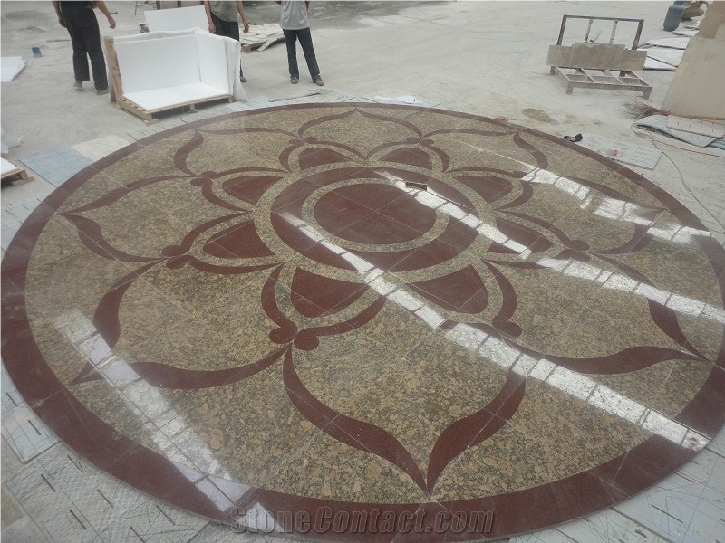 Beige Cream Marble Water Jet Medallion Flooring