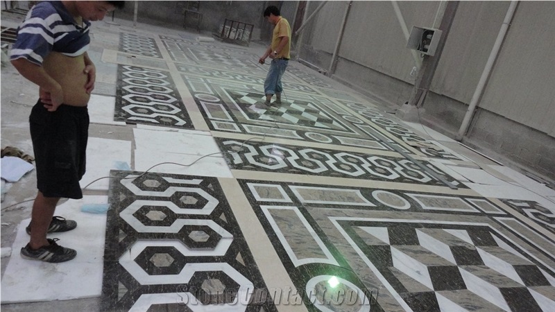 Marble Water Jet Floor Medallion Round