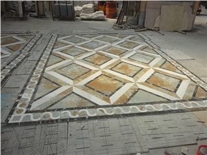 Multicolor Water Jet Square Flooring Medallions