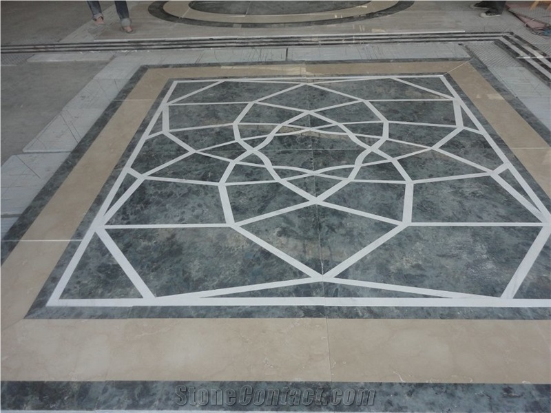 Square Marble Water Jet Medallion