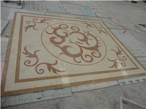 Square&Rough Multicolor Marble Waterjet Medallion