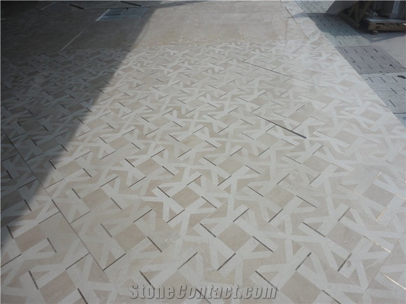 Square&Rough Multicolor Marble Waterjet Medallion