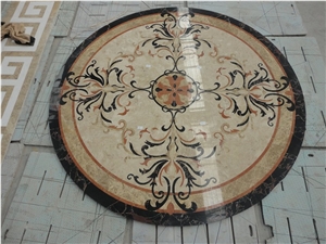 Square&Rough Multicolor Marble Waterjet Medallion