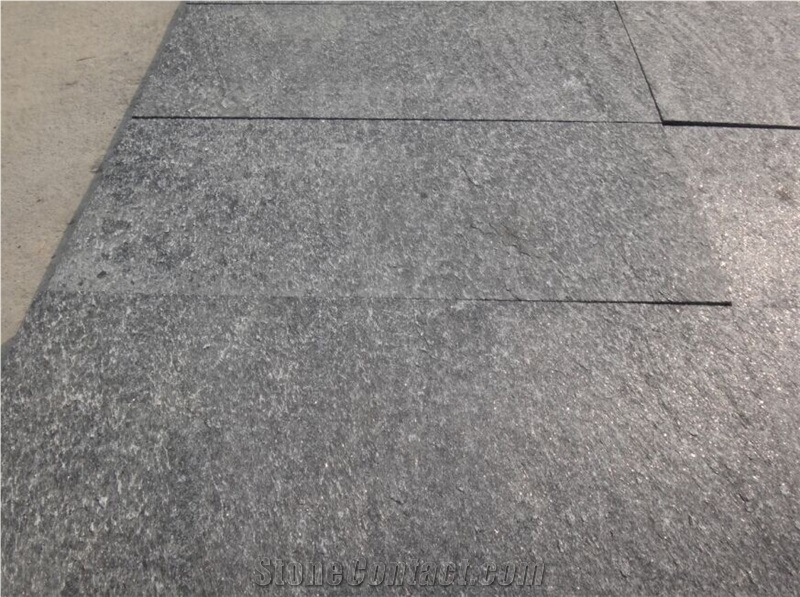China Black Flamed Quartzite Tiles & Slabs, Natural Stone