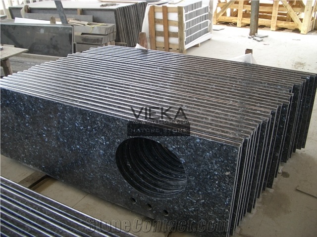 Blue Pearl Granite Bathroom Countertops,Bathroom Vanity Tops, Labrador Chiaro,Labrador Claro Hell,Ljus Labrador,Perla Azurro,Stalaker Cut-Out Laminated Bullnose