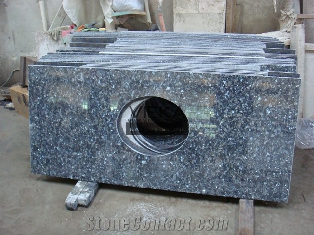 Blue Pearl Granite Bathroom Countertops,Bathroom Vanity Tops, Labrador Chiaro,Labrador Claro Hell,Ljus Labrador,Perla Azurro,Stalaker Cut-Out Laminated Bullnose