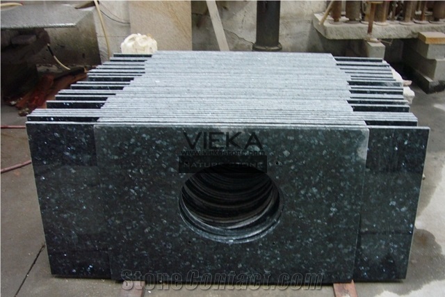 Blue Pearl Granite Bathroom Countertops,Bathroom Vanity Tops, Labrador Chiaro,Labrador Claro Hell,Ljus Labrador,Perla Azurro,Stalaker Cut-Out Laminated Bullnose