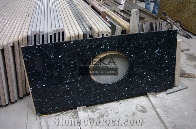 Blue Pearl Granite Bathroom Countertops,Bathroom Vanity Tops, Labrador Chiaro,Labrador Claro Hell,Ljus Labrador,Perla Azurro,Stalaker Cut-Out Laminated Bullnose