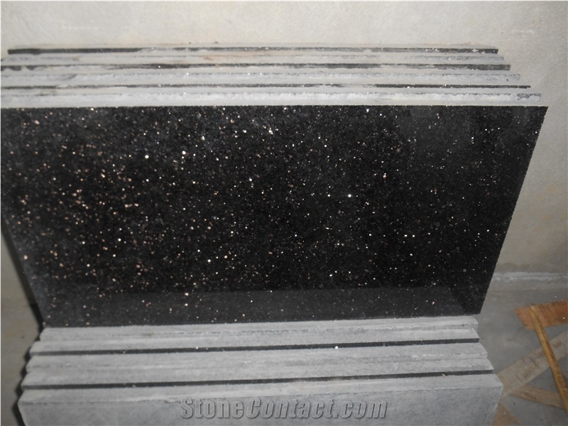 Black Galaxy Tiles,Stairs and Slabs,A Grade Black Granite