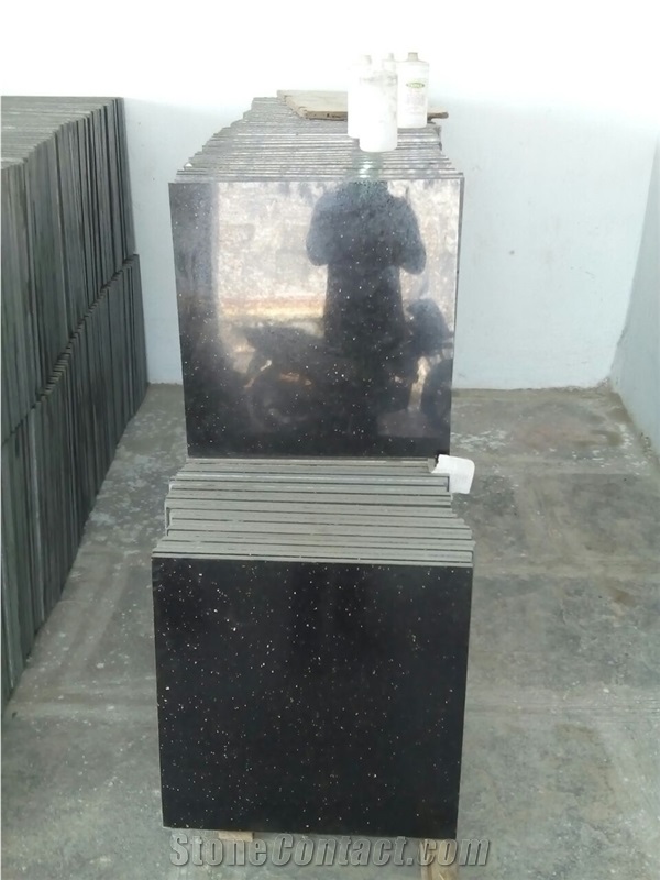 Black Galaxy Tiles,Stairs and Slabs,A Grade Black Granite