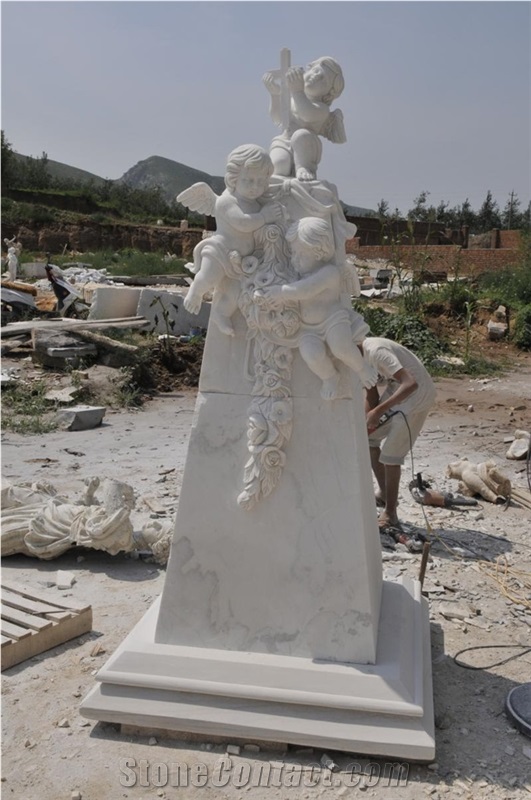 European Style White Marble Headstone
